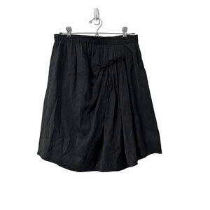 Clu Womens Black Silk Blend Gathered Flared Skirt Size Medium USA